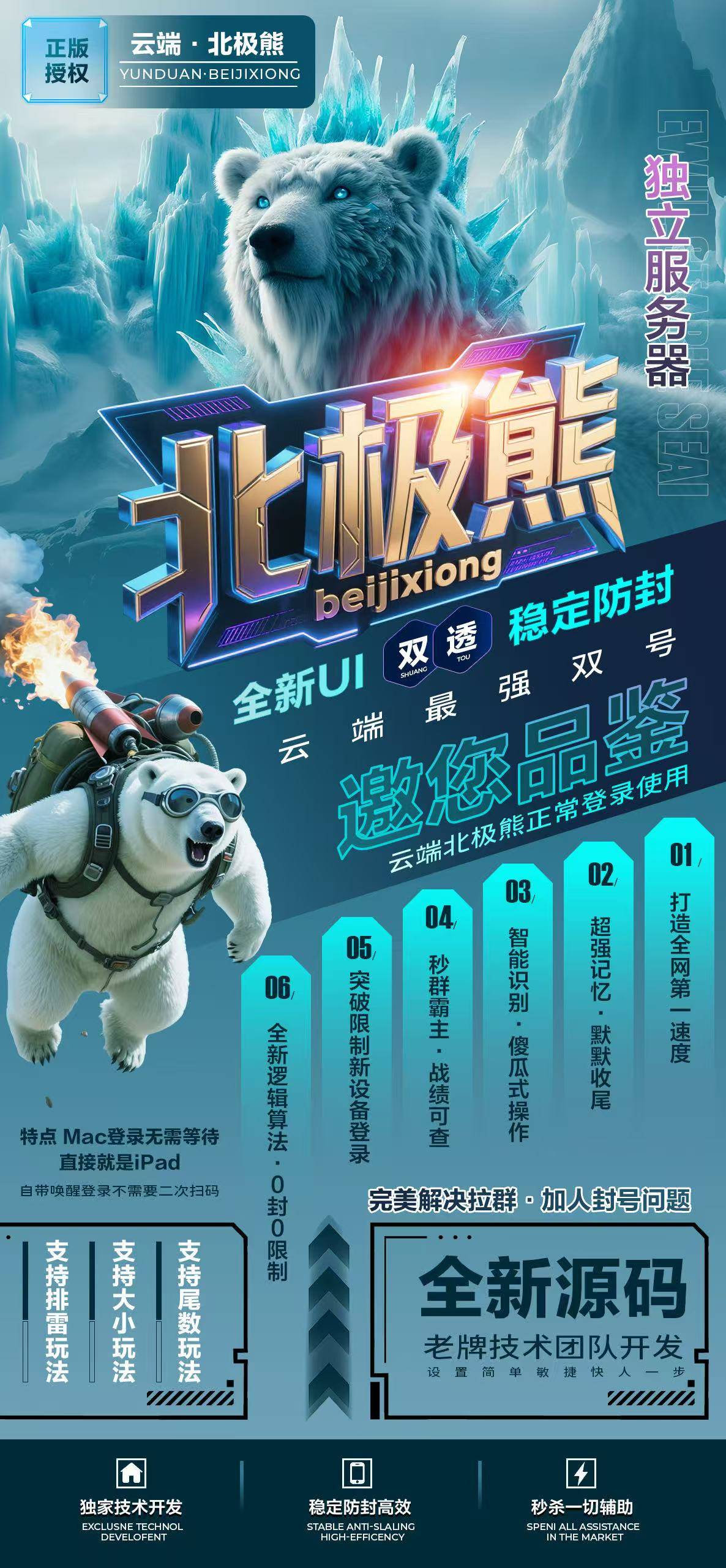 云端微信双号北极熊扫尾,正版点数1500-3000-5000-1000点授权-万码库货源站终端-24小时自动发卡激活码商城